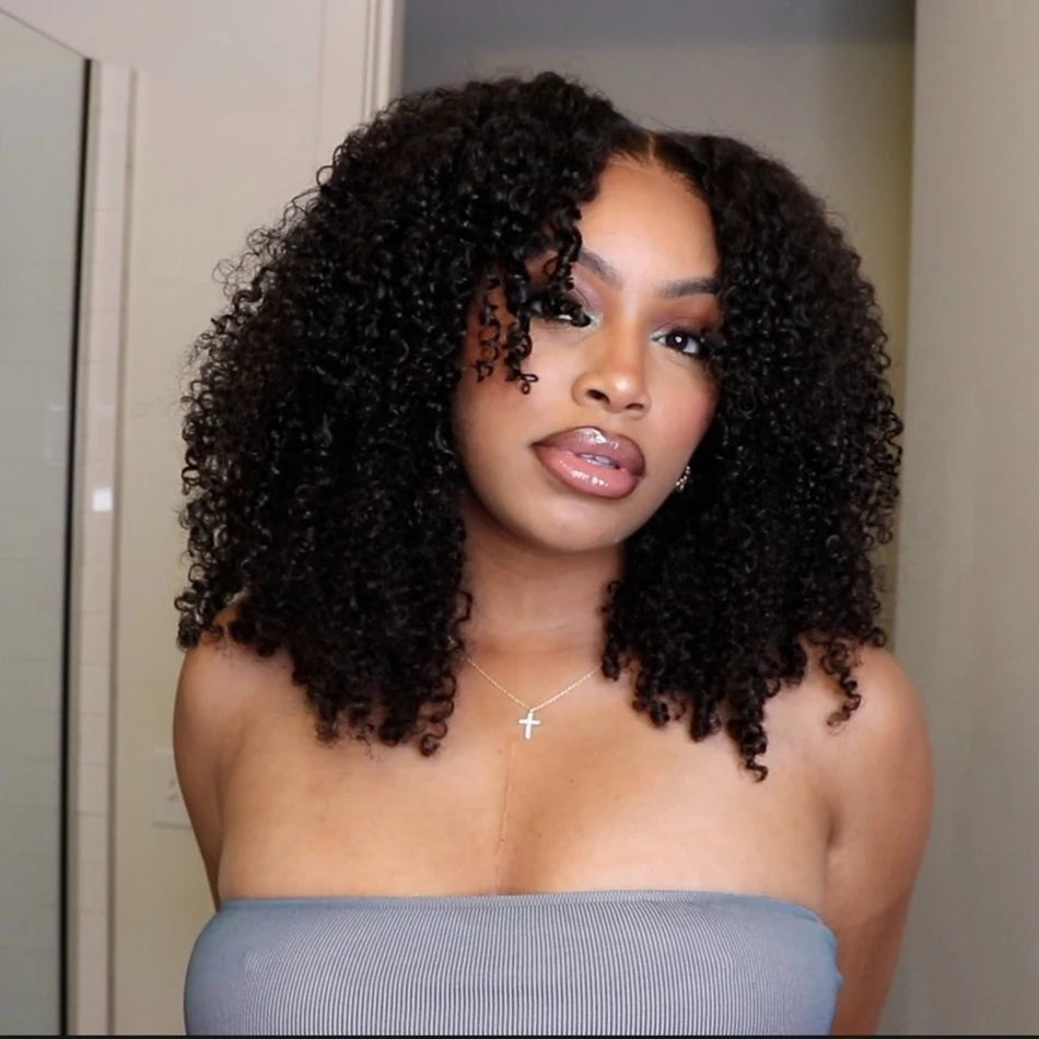 10A Kinky Curly Human Hair Wig